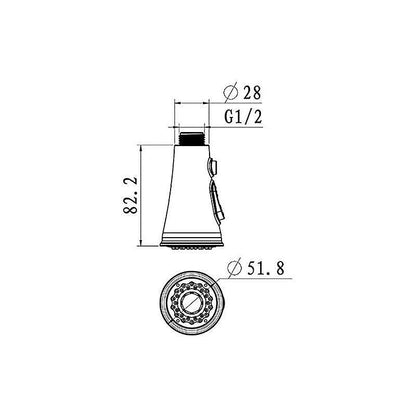 Kitchen Faucets Shower Head Replacement Head For Mixer Tap, Shower Head Shower Head 2 Jets Chrome Kitchen V1188-MS-227-0655