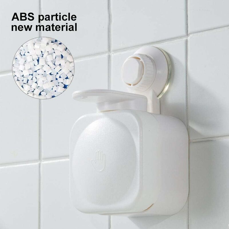 Wall Mounted Refillable Suction Cup Soap Dispenser No Drilling For Bathroom Or Kitchen (White) V1188-MS-227-0656