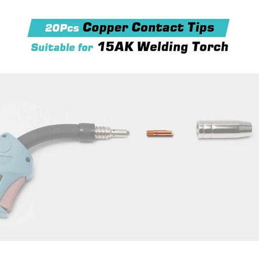 Mig Contact Nozzle, Welding Contact Tips, 20 pcs Copper Contact Tip For 15Ak Mig Welding Torch V1188-MS-227-0657
