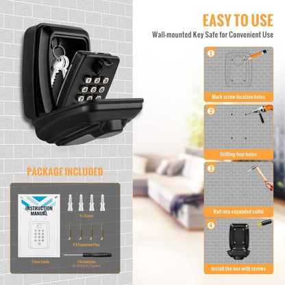 Outdoor Security Key Box, Large Wall Mounted Key Box With 12 Digit Code, Waterproof And Rustproof Security V1188-MS-227-0658