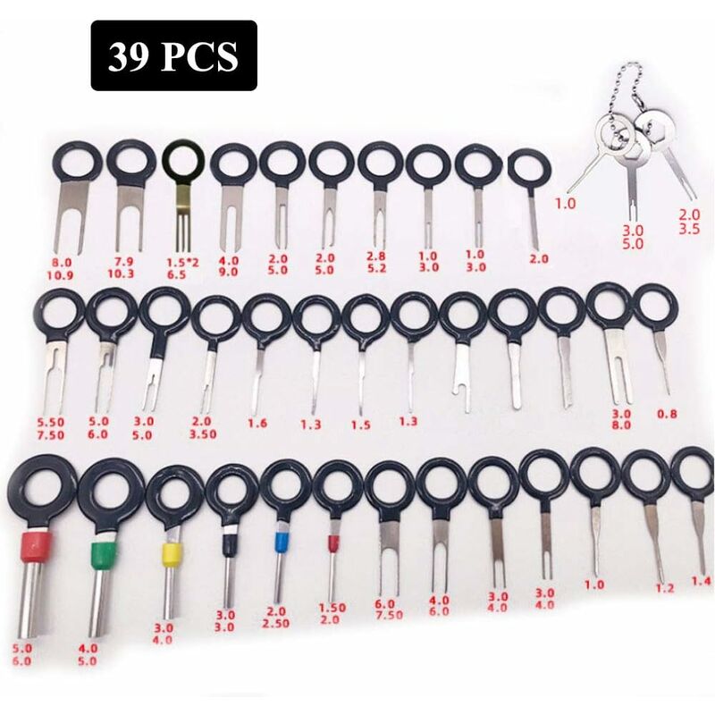 39 pcs Terminal Removal Tool Kit Terminal Removal Tool Connector Pin Extractor Car Electrical Wiring Crimp V1188-MS-227-0664