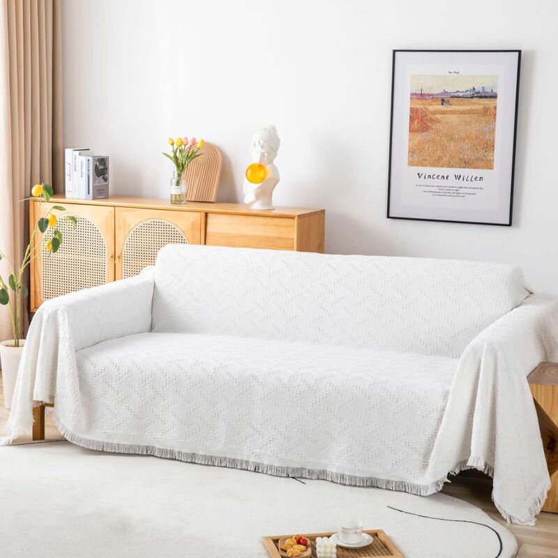 Multifunction Sofa Towel Bed Cover Large Size Sofa Cover 3 Seater 180X230Cm White V1188-MS-227-0666
