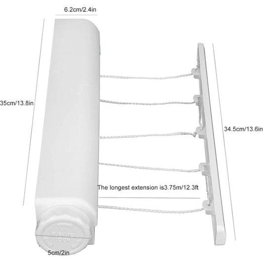 Retractable Clothesline Portable Home Indoor Outdoor Plastic Clothes Drying ROpe Wall Mount Compact Clothes V1188-MS-227-0679