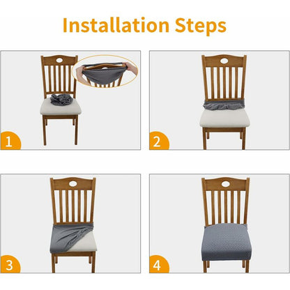 6 pcs Stretch Chair Covers Jacquard Embossed Removable Washable Seat Covers For Dining ROom Kitchen Office V1188-MS-227-0695