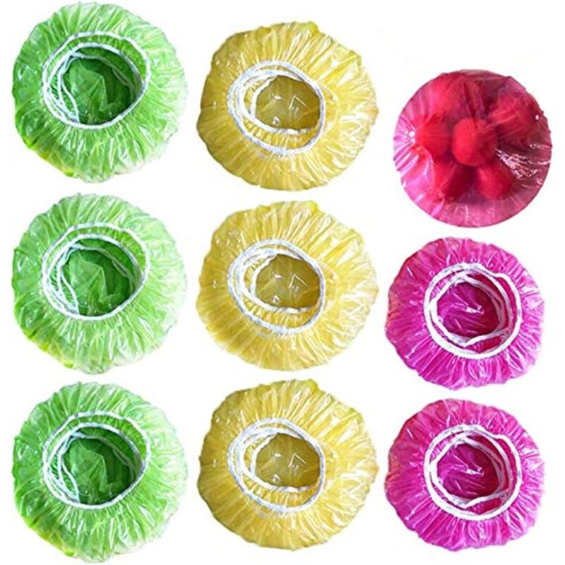 60 Pieces Food Bowl Covers Colorful Food Cover Reusable Elastic Storage Plastic Bowl Covers Dish Plate Covers V1188-MS-227-0699