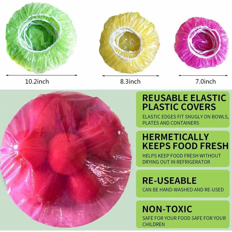 60 Pieces Food Bowl Covers Colorful Food Cover Reusable Elastic Storage Plastic Bowl Covers Dish Plate Covers V1188-MS-227-0699