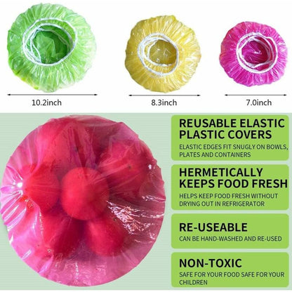 60 Pieces Food Bowl Covers Colorful Food Cover Reusable Elastic Storage Plastic Bowl Covers Dish Plate Covers V1188-MS-227-0699