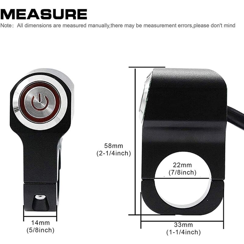 1 Piece 12V Motorcycle Atv 22Mm (7/8") Handlebar Button Switch Hazard Headlight Brake Fog Light On Off Switch V1188-MS-227-0702
