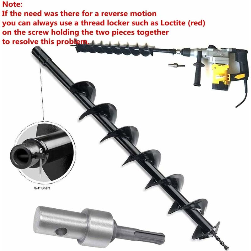 Garden Auger Power Drill Adapter For Corded Drill And Cordless Drill, Sds Plus Thread Keyless Chuck ROund V1188-MS-227-0705