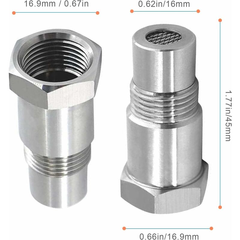 2 pcs Oxygen Sensor Extender Spacer Extension For Car Engine Exhaust Systems M18 X1.5, 45Mm Lambda Sensor V1188-MS-227-0707