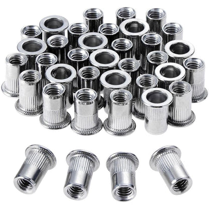 100 pcs M6 Stainless Steel Rivet Nuts Flat Thread Rivet Nuts V1188-MS-227-0709