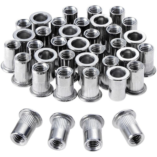 100 pcs M6 Stainless Steel Rivet Nuts Flat Thread Rivet Nuts V1188-MS-227-0709