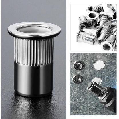 100 pcs M6 Stainless Steel Rivet Nuts Flat Thread Rivet Nuts V1188-MS-227-0709