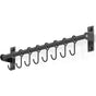 Wall Mounted Stainless Steel Utensil Holder With 8 Sliding Hooks For Kitchen And Bathroom (Black) V1188-MS-227-0710