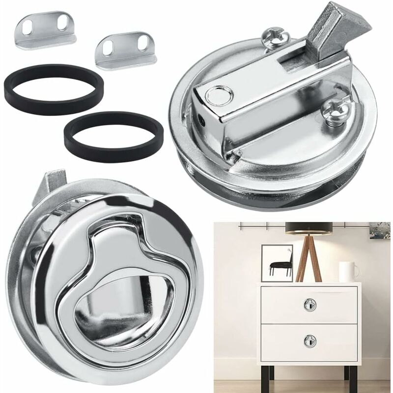 2 pcs Zinc Alloy Flush Hatch Latch Boat Hatch Latch Boat Pull Latch Flush Hatch Latch Lock For Furniture, V1188-MS-227-0711