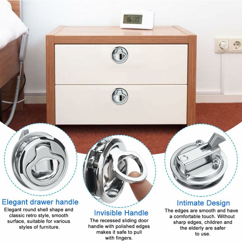 2 pcs Zinc Alloy Flush Hatch Latch Boat Hatch Latch Boat Pull Latch Flush Hatch Latch Lock For Furniture, V1188-MS-227-0711