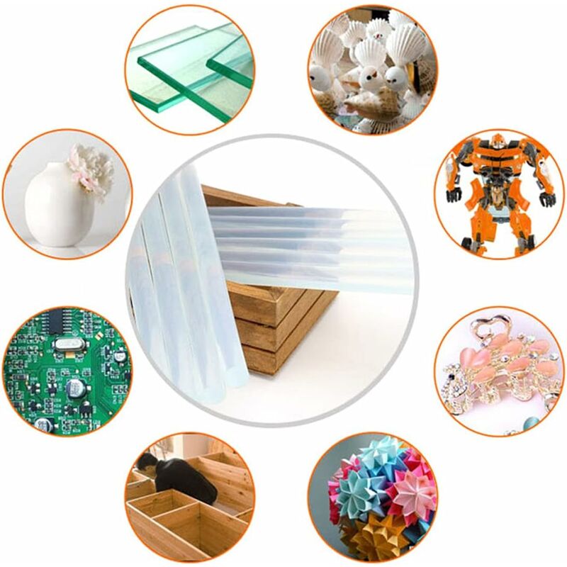 10 Clear Hot Glue Sticks 7 X 100Mm - Extra Strong Glue For Hot Glue Gun, Solvent Free, Fast Drying V1188-MS-227-0717