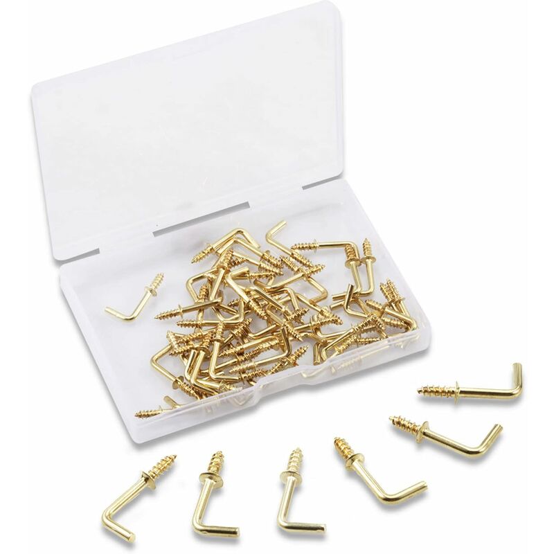 100 pcs 1.5Cm Right Angle Screw Hooks Square Screw Hooks L Shaped Screw Hooks Fixing Accessories With Storage V1188-MS-227-0731