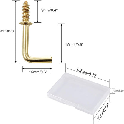 100 pcs 1.5Cm Right Angle Screw Hooks Square Screw Hooks L Shaped Screw Hooks Fixing Accessories With Storage V1188-MS-227-0731