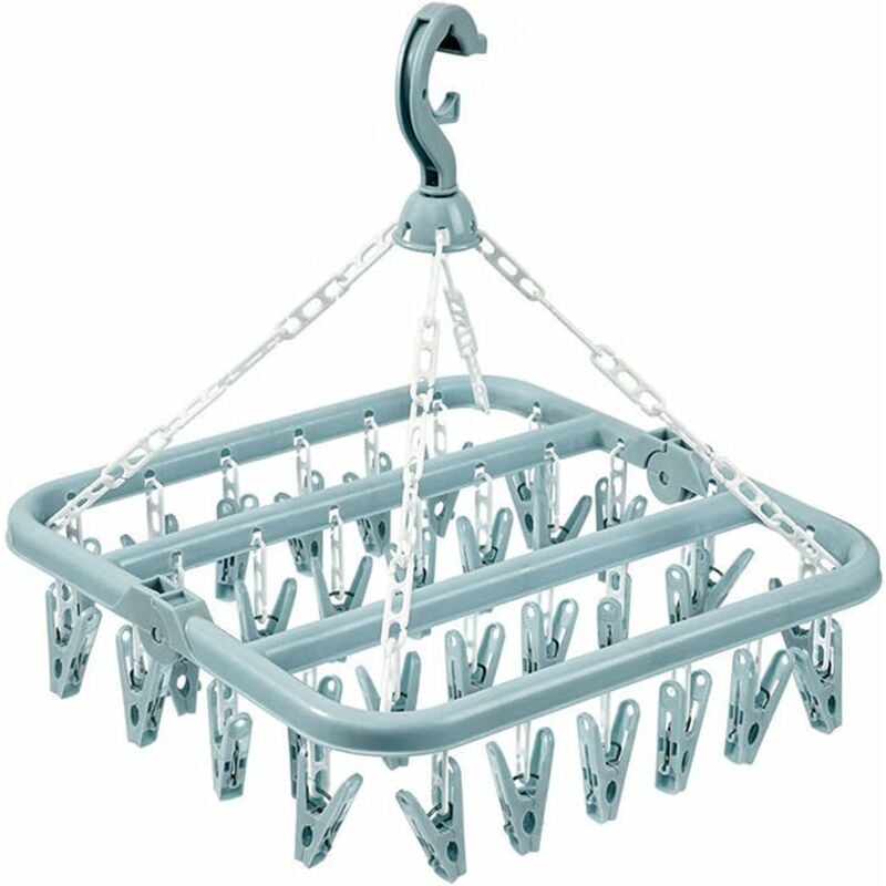 Sock Drying Rack Clothes Hanger With 32 Clips For Foldable Sock Dryer Clothespins Underwear Drying Rack V1188-MS-227-0732