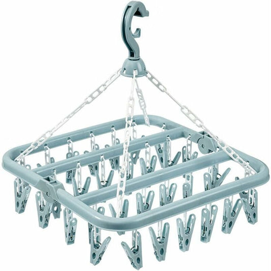 Sock Drying Rack Clothes Hanger With 32 Clips For Foldable Sock Dryer Clothespins Underwear Drying Rack V1188-MS-227-0732