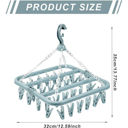 Sock Drying Rack Clothes Hanger With 32 Clips For Foldable Sock Dryer Clothespins Underwear Drying Rack V1188-MS-227-0732