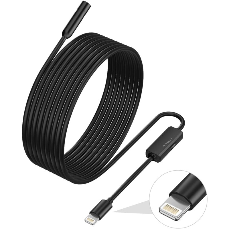 Endoscope For Iphone, Inspection Camera With 7.9Mm Lens For Iphone&Ipad, 5M Semi-Rigid Cable Borescope Ip68 V1188-MS-227-0737