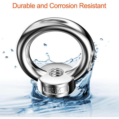 12 pcs Ring Nut, 304 Stainless Steel Ring Nuts, M8 Eye Nut, Eye Nuts, Lifting Rings, Eye Bolt For Lifting V1188-MS-227-0738