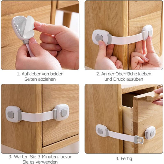 Baby Safety Door Lock 6 Pieces, Drawer Lock Cupboard Latches And Fridge Safety Cupboard Child Protection Baby V1188-MS-227-0740