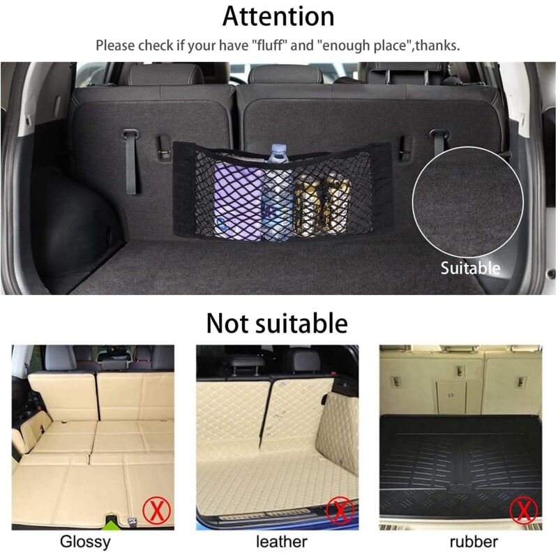 [2 Pack] Car Trunk Net, Trunk Storage Net, Large Size 80 X 25 Cm, Bottles, Groceries, Storage Add On V1188-MS-227-0741