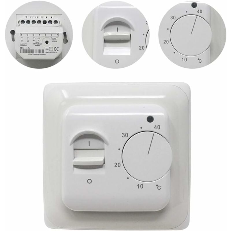 Manual Electric Underfloor Heating ROom Thermostat With Sensor Ac 220V 16A, Mechanical Underfloor Heating V1188-MS-227-0744