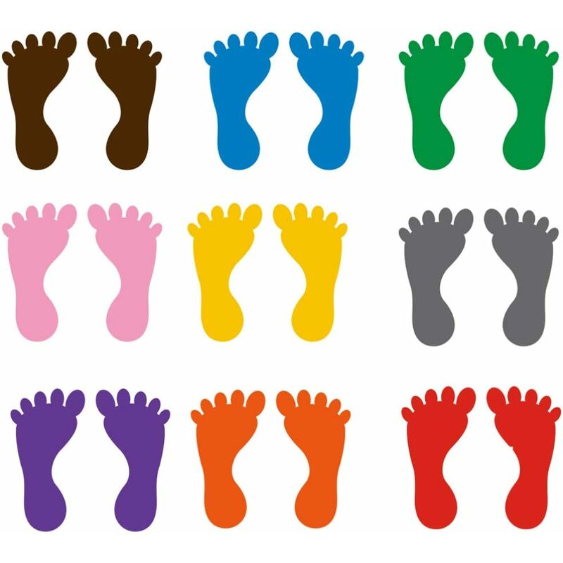 9 Pairs Footprint Stickers For Floor, Wall, Stairs To Guide Directions V1188-MS-227-0755