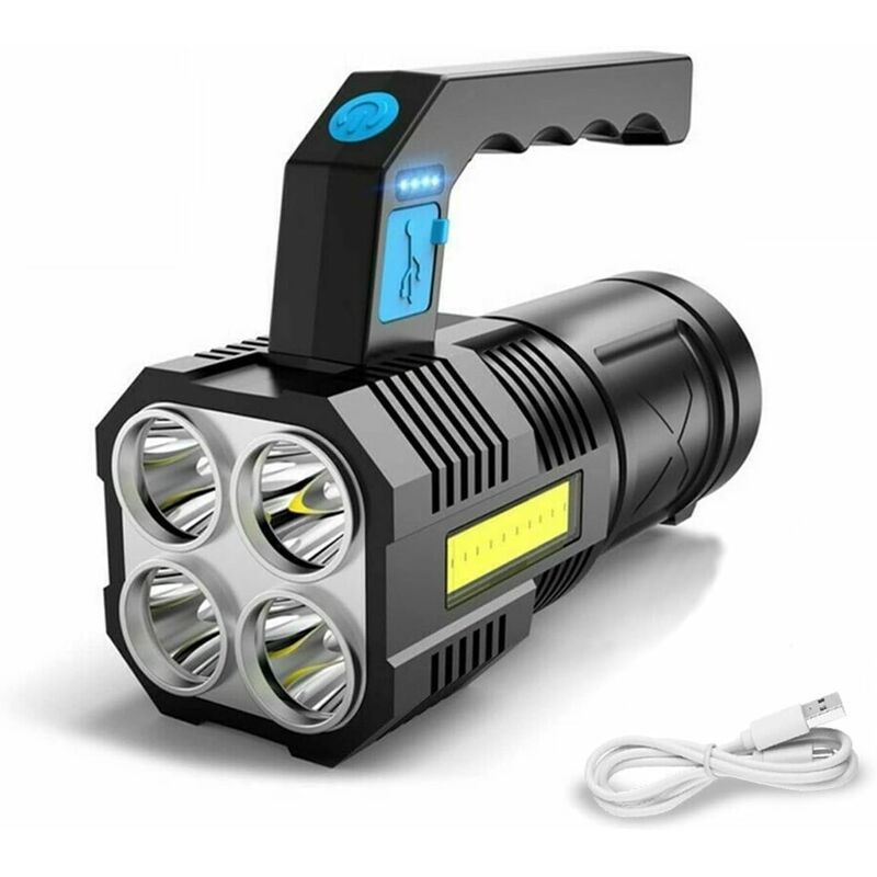 Ultra Powerful Rechargeable Cob LED Flashlight Waterproof Work Light 4 Modes Portable Emergency Torch For V1188-MS-227-0761