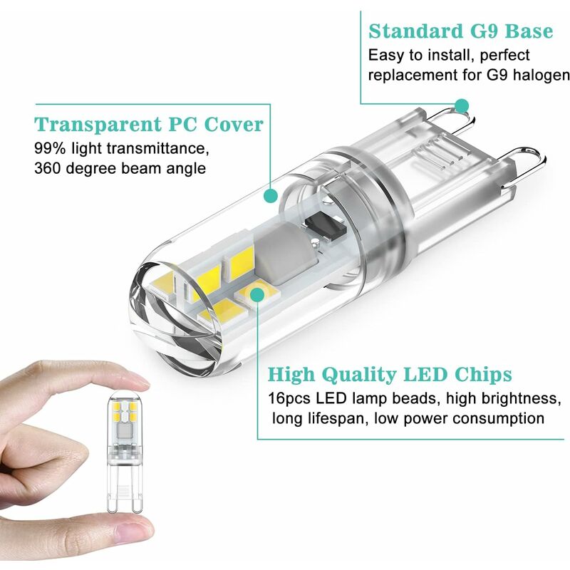 G9 LED Bulbs 1.5W Equivalent To 20W Halogen Light Cool White 6000K, Ac 220-240V, Non-Dimmable, Mini V1188-MS-227-0764