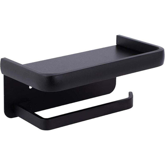 Wall Mounted Toilet Paper Holder Aluminum ROll Holder Toilet Paper Holder With Storage Shelf Black V1188-MS-227-0767
