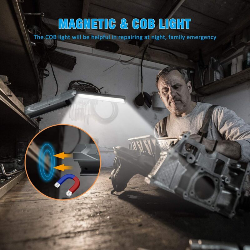 Parts Rechargeable LED Work Light, 5 Modes Work Lamp Mechanic Torch Foldable Lamp With Magnetic Base V1188-MS-227-0769