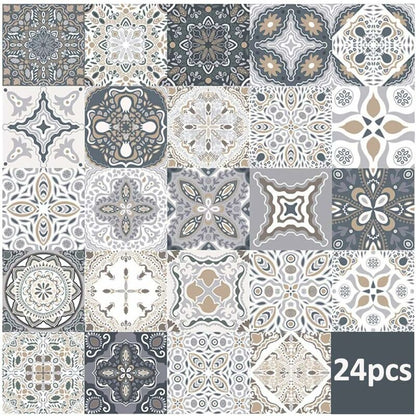 24 pcs Wall Tile Stickers - Self Adhesive Tile Stickers For Kitchen Living ROom Bathroom Home Decor (10Cm) V1188-MS-227-0771