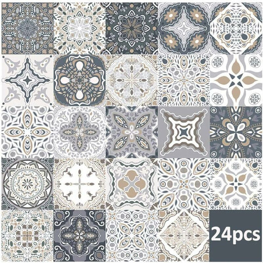 24 pcs Wall Tile Stickers - Self Adhesive Tile Stickers For Kitchen Living ROom Bathroom Home Decor (10Cm) V1188-MS-227-0771