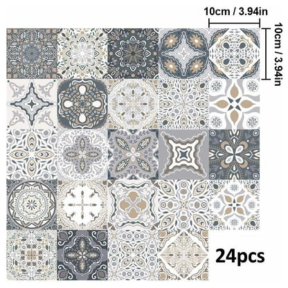 24 pcs Wall Tile Stickers - Self Adhesive Tile Stickers For Kitchen Living ROom Bathroom Home Decor (10Cm) V1188-MS-227-0771