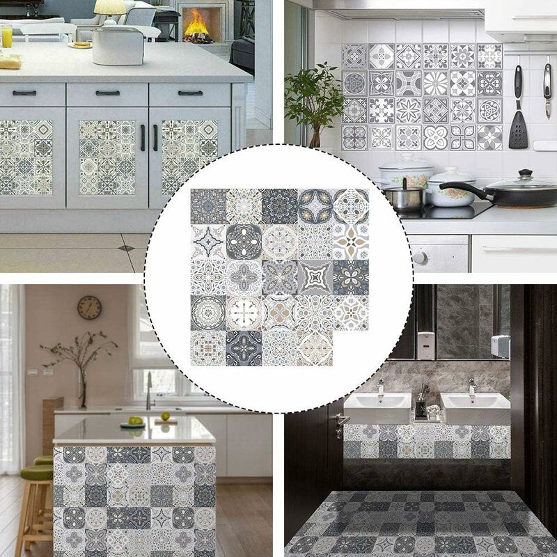 24 pcs Wall Tile Stickers - Self Adhesive Tile Stickers For Kitchen Living ROom Bathroom Home Decor (10Cm) V1188-MS-227-0771