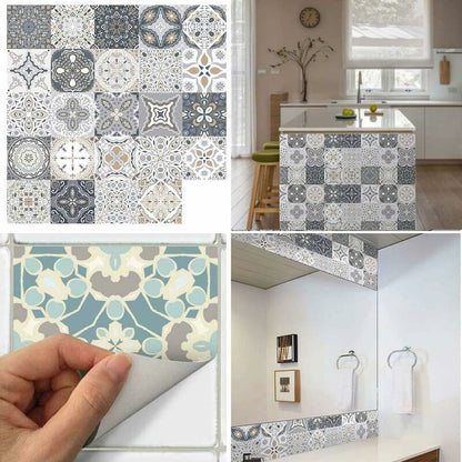 24 pcs Wall Tile Stickers - Self Adhesive Tile Stickers For Kitchen Living ROom Bathroom Home Decor (10Cm) V1188-MS-227-0771