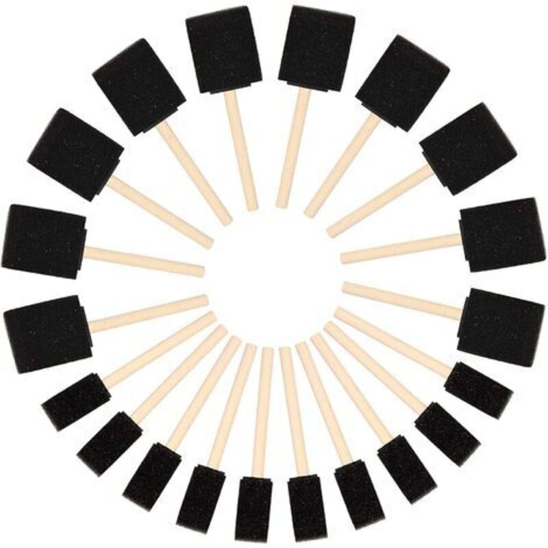 Foam Brushes (20 Pack) - Two Sizes - Sponge Brushes With Wooden Handle - Paint Stamp Brushes For Acrylic, V1188-MS-227-0774