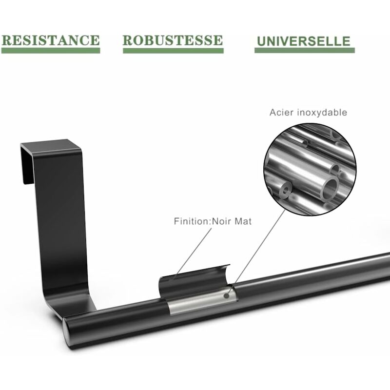 Kitchen Towel Bar, 2 pcs Set Kitchen Towel Holders, Matte Black V1188-MS-227-0775