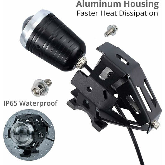 2 pcs 125W Motorcycle Headlight Extra LED Fog Light Motorbike Spotlight 1200Lm U5 Waterproof Motorcycle V1188-MS-227-0776