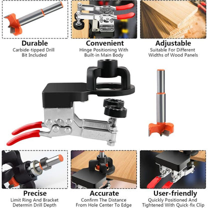 35Mm Hinge Jig, Door Cabinet Hinge Jig, Concealed Hinge Jig, Drill Guide Locator For Cabinets And Wardrobes V1188-MS-227-0782