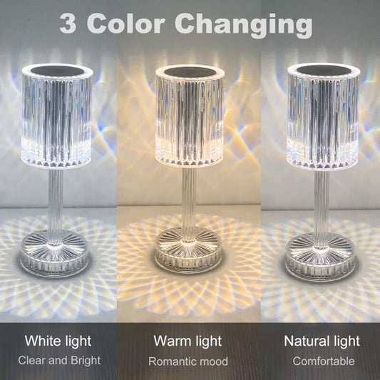 Crystal LED Table Lamp, Rechargeable Cordless Table Lamp, Touch Dimming LED Bedside Lamp For Living ROom V1188-MS-227-0786
