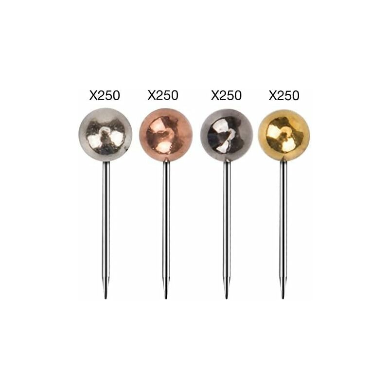1000 Pieces Push Pins Map Thumbtacks Push Pins For Cork Board, Fabric Marking, 1/8 Inch ROund Metal Head V1188-MS-227-0788