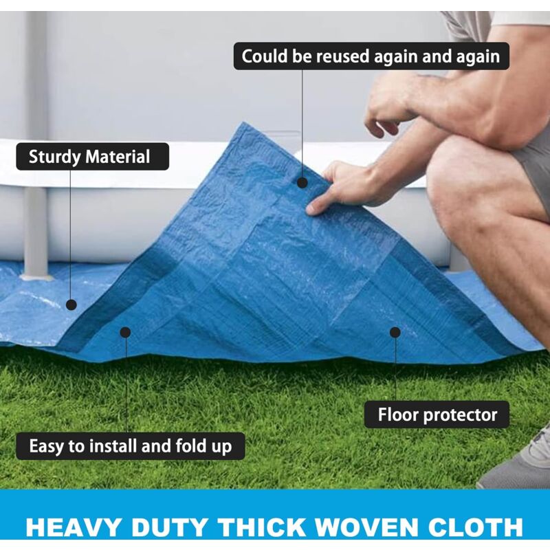 Pool Ground Sheet, Rectangular Pool Ground Sheet For 300X200Cm Pool - Blue Waterproof Foldable Pool Ground V1188-MS-227-0789