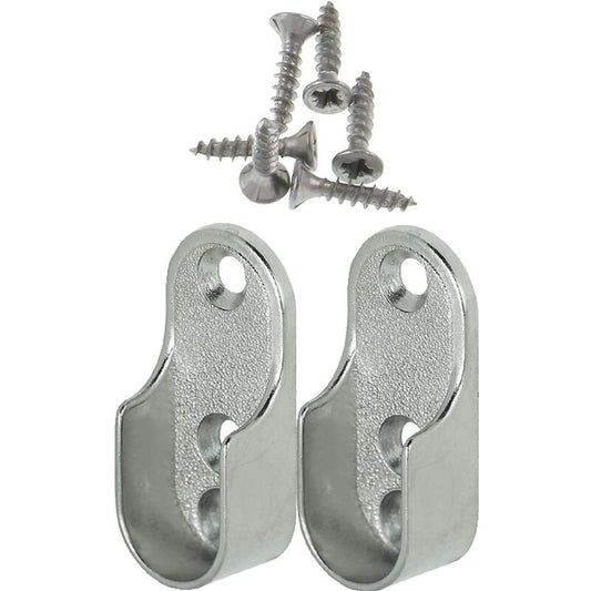 Oval Furniture Rail Hanger 2 Pieces - Wardrobe Tube Bracket For Oval Bar Nickel Plated Steel ROd Hanger V1188-MS-227-0795