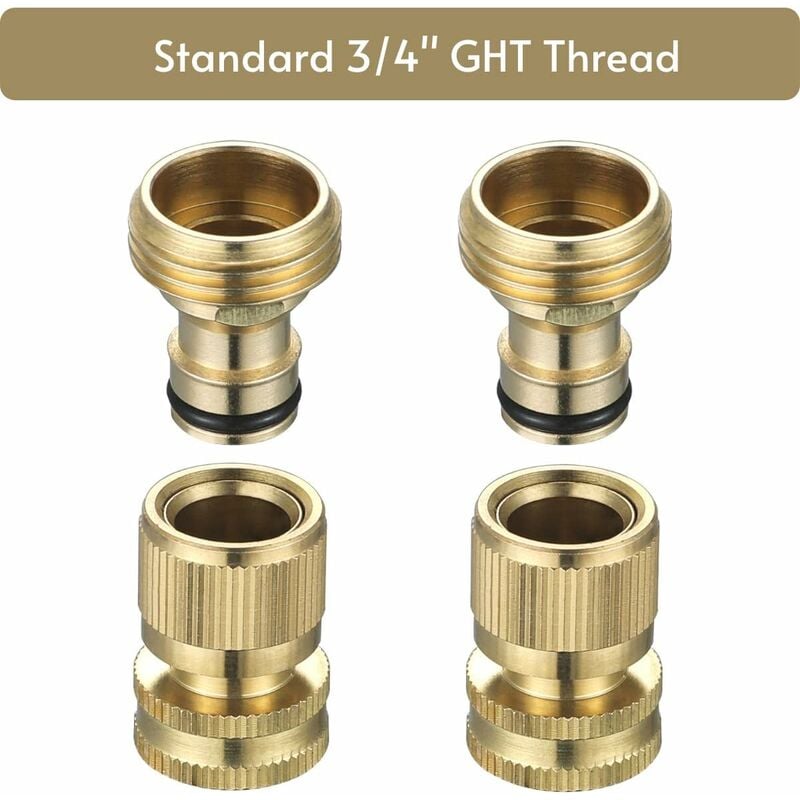 Garden Hose Quick Connect - Quick Connect Garden Hose Connectors, Solid Brass Water Hose Quick Connect, 3/4" V1188-MS-227-0796